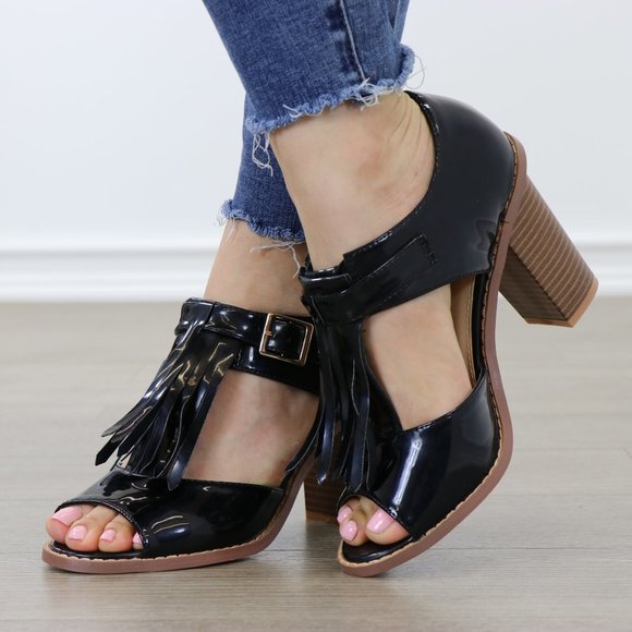 Patent rockabilly oxford high heels w/ tassel - Picture 5 of 7